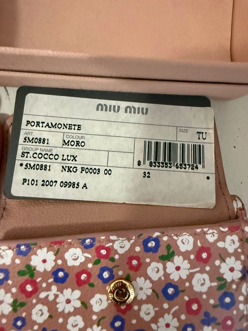 Miu Miu Portamonete authentic tri fold wallet in original Box